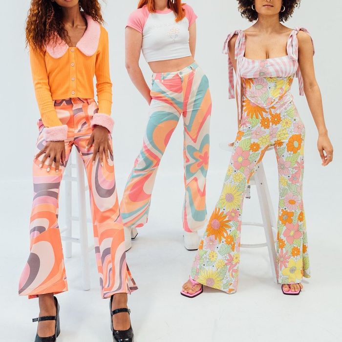 Women'secret Pink Printed Capri Trousers Orange Print Women Pants